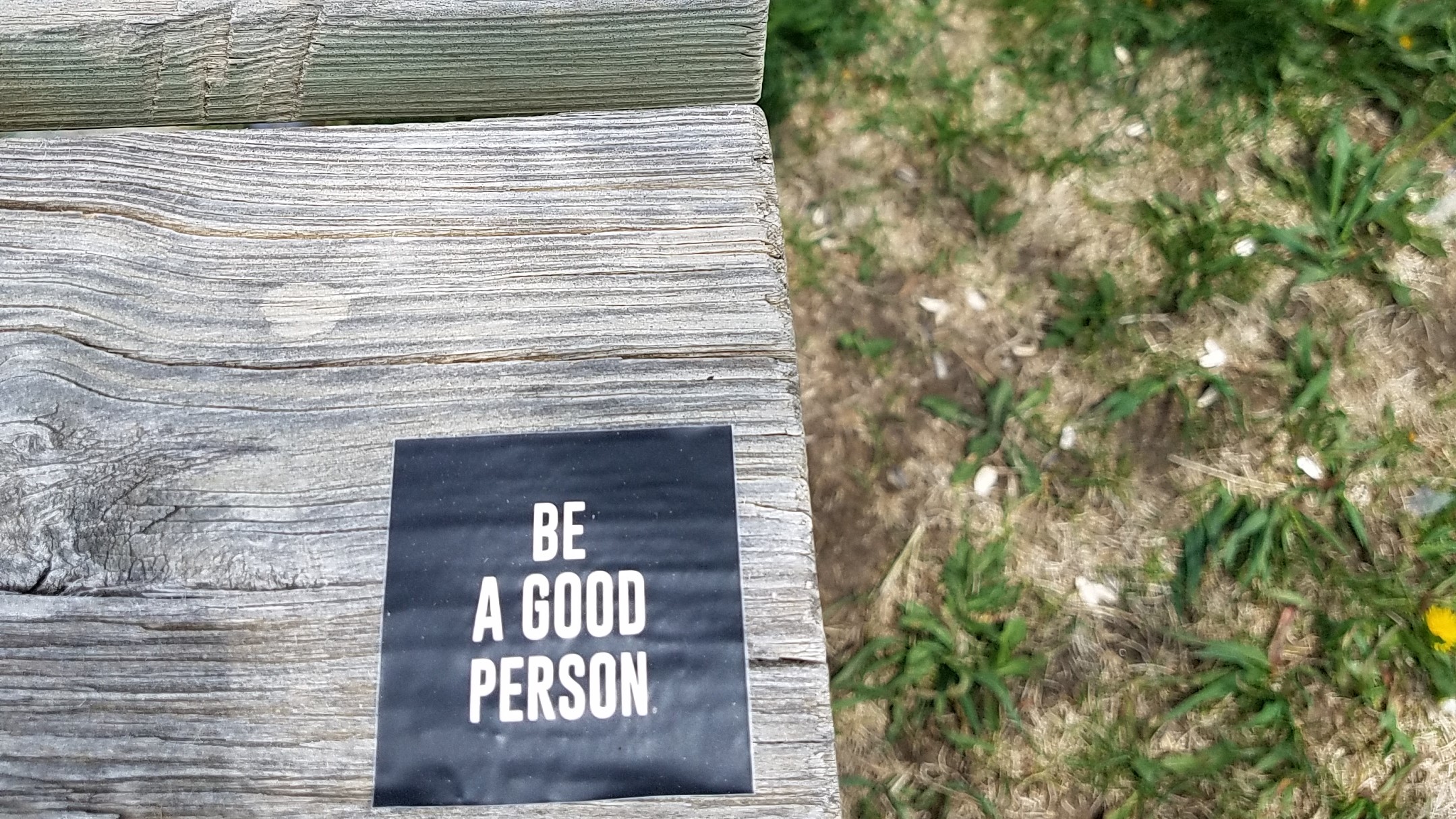 Sticker on picnic table wide