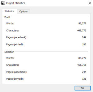 Scrivener Project Statistics